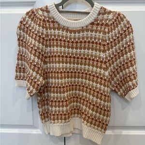 Universal Thread Knit Sweater in Cream and Brown